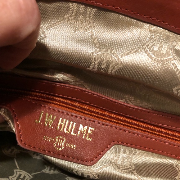 J.W. Hulme Co. Orange/Brown Leather Croc Embossed Handbag - Picture 9 of 16